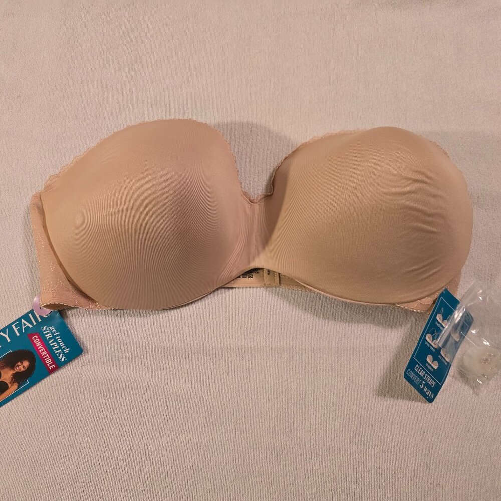 Vanity Fair Gel Touch 38D Strapless Push Up Tan Nude Convertible NEW NWT Pretty!